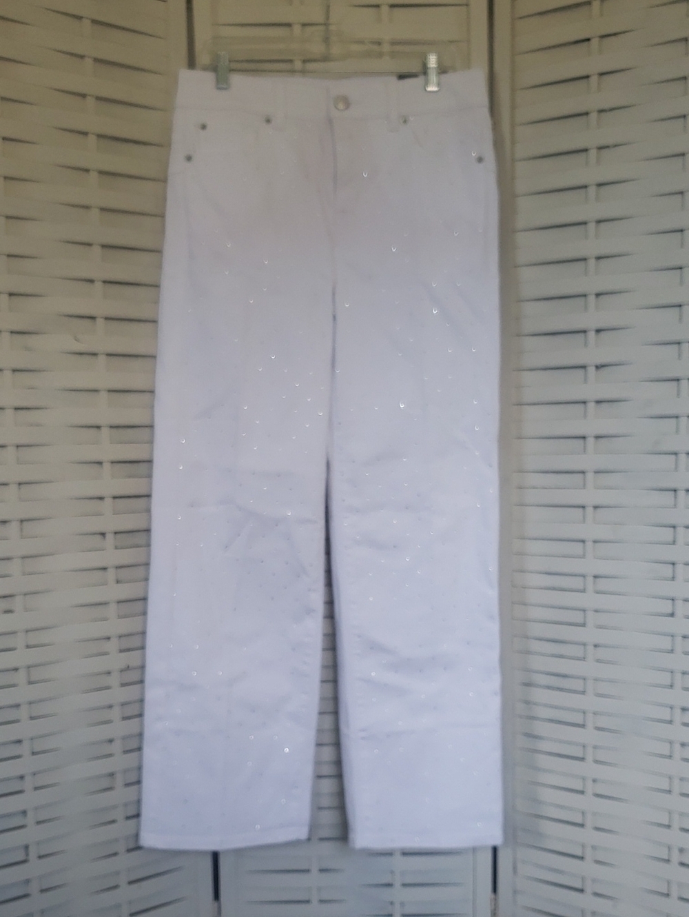 Torrid White Bombshell Women's Straight Wide Leg Jeans With Rhingstones Size 10R